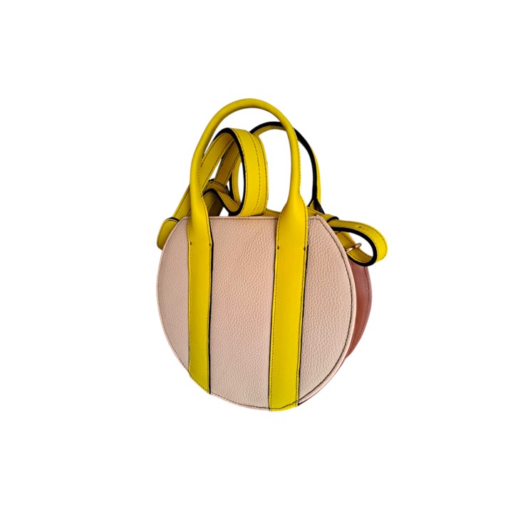 Bolso Bandolera Redondo Nyssa Piel Arena, Terracota y Amarillo Limón - Imagen 2