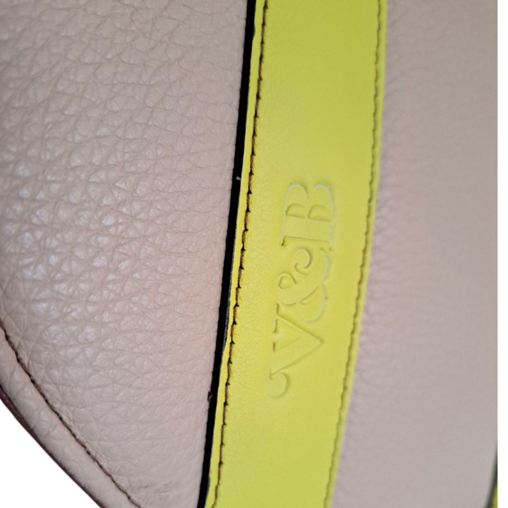 Bolso Bandolera Redondo Nyssa Piel Arena, Terracota y Amarillo Limón - Imagen 5