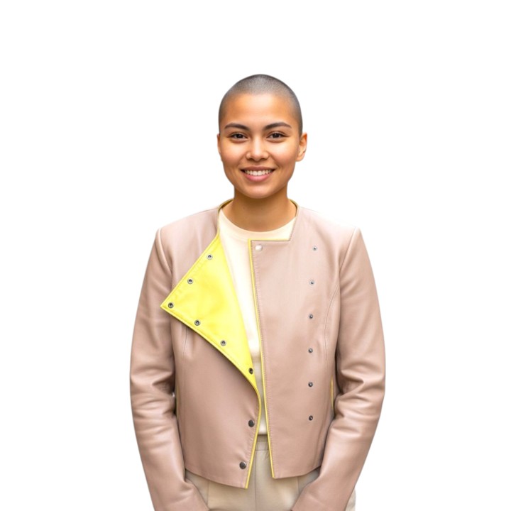Chaqueta Piel de Napa Brazilian Sand y Amarillo - Imagen 7