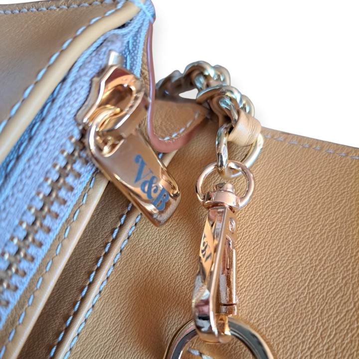 Bolso Joya Calista Piel Beige Caramelo - Imagen 5