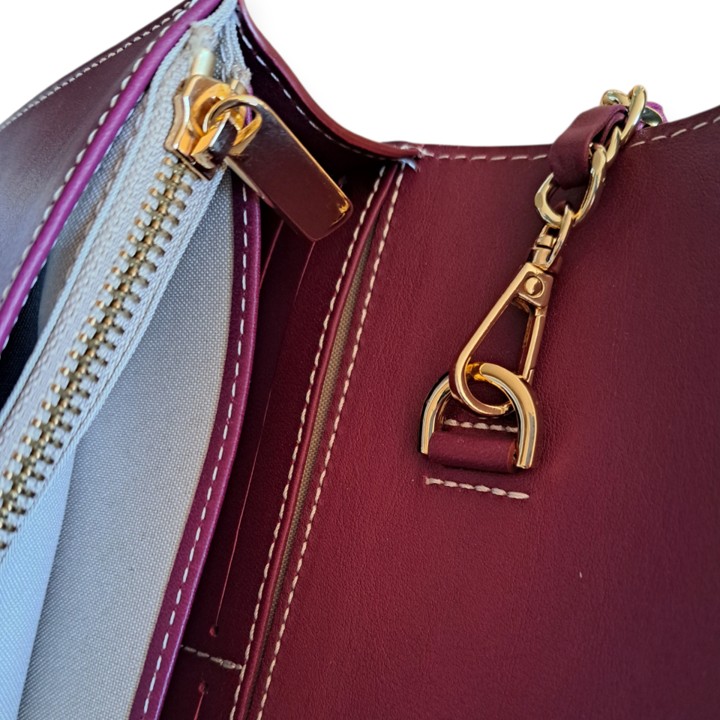 Bolso Joya Calista Piel Burdeos - Imagen 5