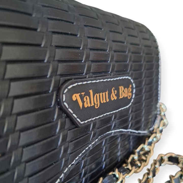 Bolso Joya Calista Piel Negro Trenzado - Imagen 4