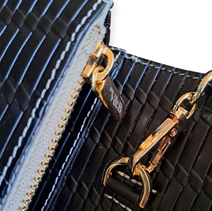 Bolso Joya Calista Piel Negro Trenzado - Imagen 5