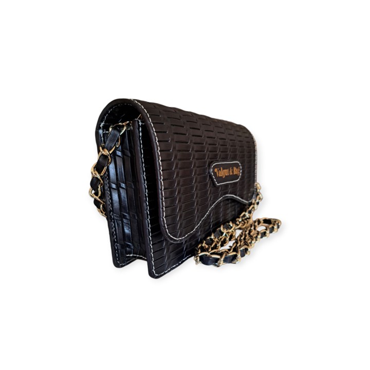Bolso Joya Calista Piel Negro Trenzado - Imagen 3